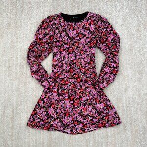 ZARA Long Sleeve Floral Summer Mini Dress XS